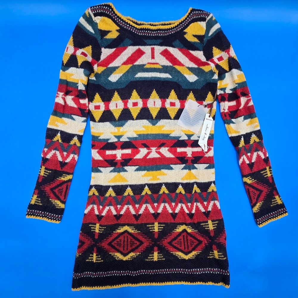 Willow & Clay Southwestern Aztec Knit Sweaterβ Dress Mohair Blend NWT Small